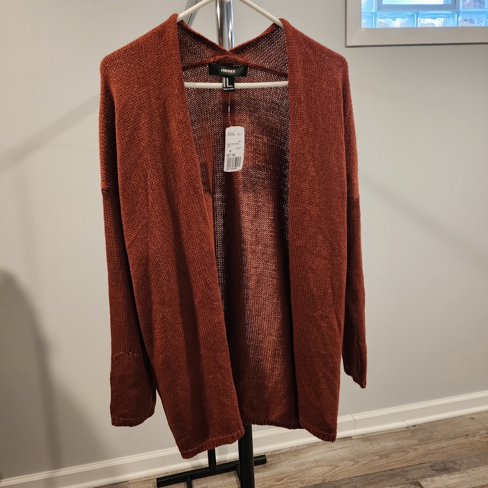 Forever 21 Rust Open-Front Cardigan